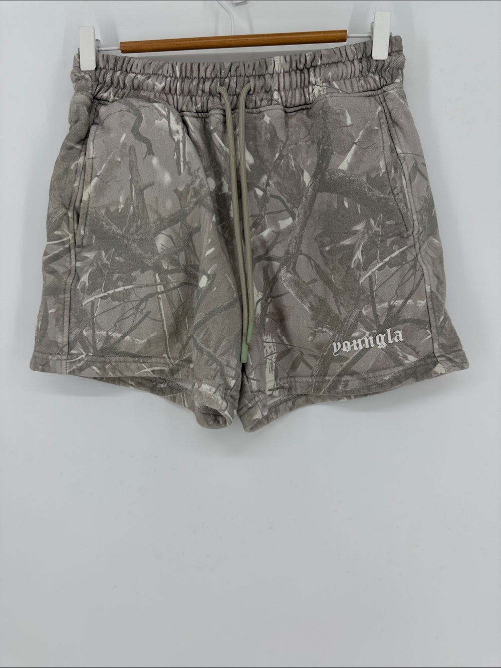 YoungLA 1118 Tree Camo Cotton Shorts Men’s Medium Tan Camo